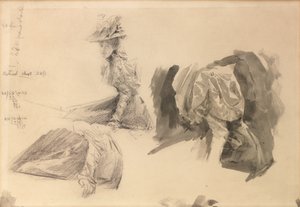 Szkice kobiety dla Boulters Lock, niedzielne popołudnie autorstwa Edward John Gregory
