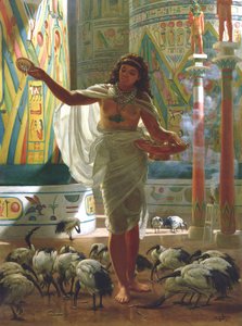 Karmienie świętego Ibisa w salach Karnac (olej na płótnie) autorstwa Edward John Poynter
