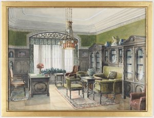 Wnętrze biblioteki autorstwa Edward Lamson Henry
