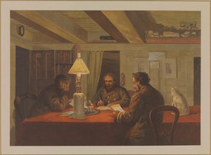 Szkice polarne: Kwatera zimowa wewnątrz HMS "Alert" (1856) - pokój oddziału autorstwa Edward Lawton Moss