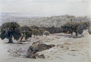 Betlejem - Wielki Piątek, 2 kwietnia 1858 (pióro, atrament i akwarela na papierze) autorstwa Edward Lear