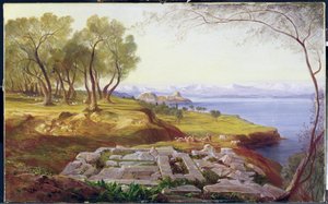 Korfu od Wniebowstąpienia, ok. 1856-64 (olej na płótnie) autorstwa Edward Lear