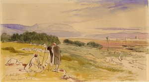Odległy widok Janiny (tusz, ołówek i toaleta na papierze) autorstwa Edward Lear
