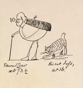 Edward Lear w wieku 73 i pół lat i jego kot Foss, lat 16 autorstwa Edward Lear