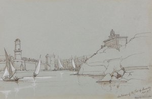 Wejście do portu w Marsylii autorstwa Edward Lear