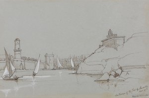 Wejście do portu w Marsylii autorstwa Edward Lear