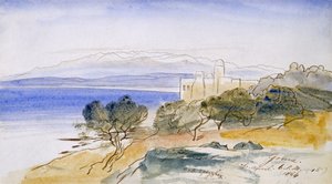 Gonia, 1864 (pióro i atrament i toaleta na papierze) autorstwa Edward Lear