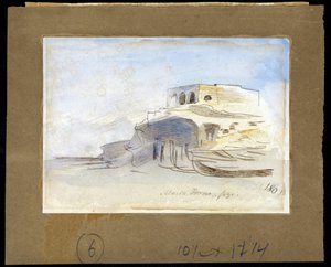 Massa Forno, na wyspie Gozo (Ghawdex), Archipelag Maltański (Massa Forno, Gozo, Malta) - Obraz Edwarda Leara (1812-1888), akwarela na papierze (9,4x13,5 cm) autorstwa Edward Lear