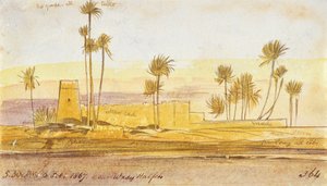 W pobliżu Wady Halfeh, 17:30, 6 lutego 1867 (atrament i toaleta) autorstwa Edward Lear