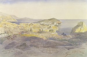 Ragusa (Dubrownik), 5-6 maja 1866 (pióro, atrament i toaleta na papierze) autorstwa Edward Lear