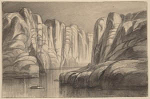 Rzeka wijąca się wśród formacji skalnych (Philae, Egipt) autorstwa Edward Lear