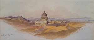 Rzym Świętego Piotra widziany z Villa Dorta Pamphili (akwarela) autorstwa Edward Lear