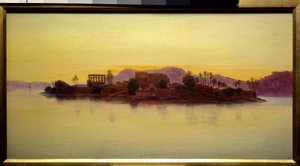 Zachód słońca na wyspie Philae w Egipcie Obraz Edwarda Leara (1812-1888) (ec.angl.) 1861 Ndz. 0,23x0,43 m Chantilly, Musee Conde autorstwa Edward Lear