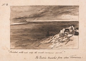 Bagna Pontyjskie powyżej Terraciny autorstwa Edward Lear