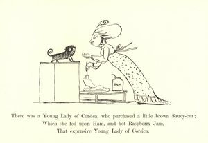 Była sobie Młoda Dama z Korsyki, która kupiła mały brązowy Saucy-cur autorstwa Edward Lear