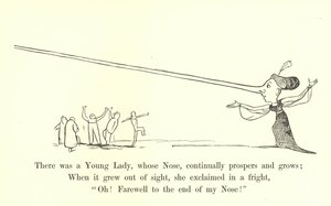 Była tam Młoda Dama, której Nos nieustannie prosperuje i rośnie autorstwa Edward Lear