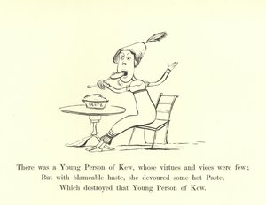 Była młoda osoba z Kew, której cnoty i wady były nieliczne autorstwa Edward Lear