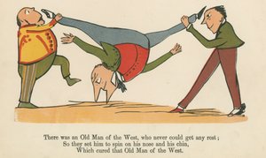 Był stary człowiek z Zachodu, który nigdy nie mógł odpocząć, z „Księgi bzdur”, wydanej przez Fredericka Warne and Co., Londyn, ok. 1875 r.