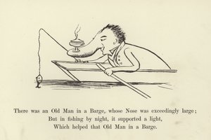 Był tam starzec na barce, którego nos był niezmiernie duży autorstwa Edward Lear