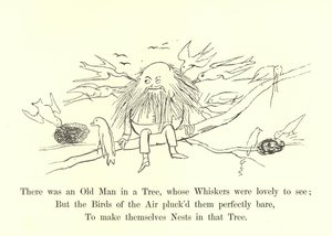 Był tam Stary Człowiek na Drzewie, którego Wąsy były piękne do zobaczenia autorstwa Edward Lear