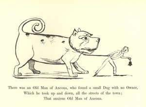 Był tam stary człowiek z Ankony, który znalazł małego psa bez właściciela autorstwa Edward Lear