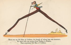 Był stary człowiek z Koblencji, którego nogi były ogromne, z „Księgi bzdur” wydanej przez Fredericka Warne and Co., Londyn, ok. 1875 r. autorstwa Edward Lear