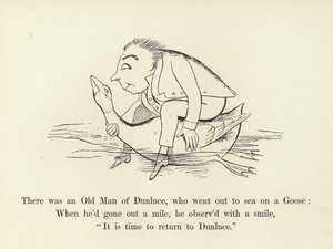 Był tam stary człowiek z Dunluce, który wypłynął w morze na gęsi autorstwa Edward Lear