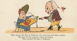 Był stary człowiek z Kilkenny, który nigdy nie miał więcej niż grosz, z „Księgi bzdur” wydanej przez Frederick Warne and Co., Londyn, ok. 1875 r. autorstwa Edward Lear