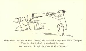 Był sobie stary człowiek z Zachodniego Dumpetu, który miał nos wielki jak trąba. autorstwa Edward Lear