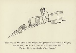 Był tam Stary Człowiek z Dargle, który kupił sześć beczek Gargle autorstwa Edward Lear