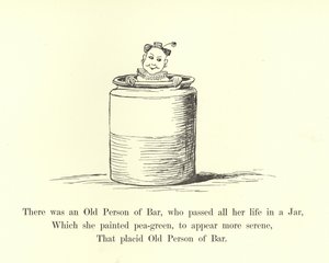 Była tam Stara Osoba z Bar, która całe życie spędziła w Jar autorstwa Edward Lear