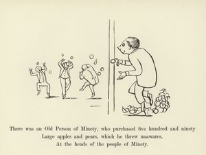 Był Stary Człowiek Minety, który kupił pięćset dziewięćdziesiąt dużych jabłek i gruszek autorstwa Edward Lear