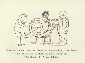 Była tam Stara Osoba Pinnera, chuda jak listwa, jeśli nie cieńsza autorstwa Edward Lear
