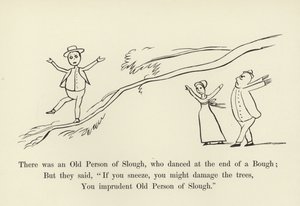 Był sobie stary człowiek ze Slough, który tańczył na końcu konaru autorstwa Edward Lear