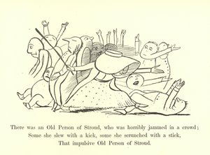 Była tam Stara Osoba z Stroud, która strasznie ugrzęzła w tłumie autorstwa Edward Lear