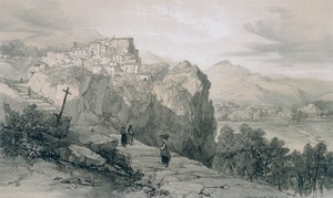Widoki w Rzymie i okolicach: Rocca Giovane oraz w oddali Miasta Licencji i Civitella di Licencje autorstwa Edward Lear