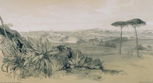 Widoki w Rzymie i okolicach: Rzym z willi nad Porta Portese autorstwa Edward Lear