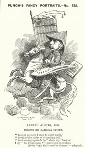 Punch cartoon: Alfred Austin, angielski poeta i redaktor National Review (grafika) autorstwa Edward Linley (after) Sambourne