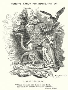 Kreskówka dziurkacza: Alfred, Lord Tennyson, angielski poeta (grafika) autorstwa Edward Linley (after) Sambourne