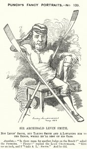 Punch cartoon: Archibald Levin Smith, angielski sędzia i wioślarz, który brał udział w University Boat Race i w Henley Royal Regatta (grawerowanie) autorstwa Edward Linley (after) Sambourne