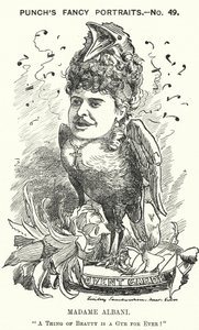 Punch cartoon: Emma Albani, kanadyjska śpiewaczka operowa (grafika) autorstwa Edward Linley (after) Sambourne