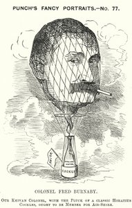 Punch cartoon: Frederick Burnaby, oficer wywiadu armii brytyjskiej i baloniarz (rycina) autorstwa Edward Linley (after) Sambourne