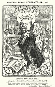 Punch cartoon: George Augustus Sala, angielski pisarz i dziennikarz (grafika) autorstwa Edward Linley (after) Sambourne