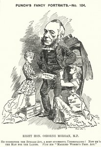 Punch cartoon: George Osborne Morgan, walijski prawnik i polityk liberalny (grafika) autorstwa Edward Linley (after) Sambourne