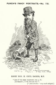 Karykatura dziurkacza: Henry Cecil Raikes, angielski konserwatywny polityk (grafika) autorstwa Edward Linley (after) Sambourne