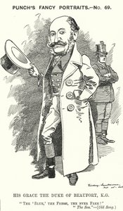 Kreskówka dziurkacza: Henry Charles Fitzroy Somerset, 8. książę Beaufort, angielski żołnierz i konserwatywny polityk (rycina) autorstwa Edward Linley (after) Sambourne