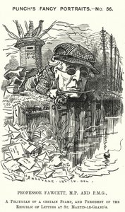 Karykatura dziurkacza: Henry Fawcett, angielski polityk i ekonomista (grafika) autorstwa Edward Linley (after) Sambourne