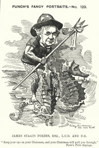 Karykatura dziurkacza: James Staats Forbes, szkocki inżynier i administrator kolei (grafika) autorstwa Edward Linley (after) Sambourne