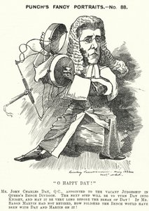 Punch cartoon: John Charles Day, angielski prawnik i sędzia (grafika) autorstwa Edward Linley (after) Sambourne