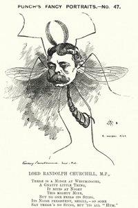 Karykatura: Lord Randolph Churchill, angielski konserwatywny polityk (grafika) autorstwa Edward Linley (after) Sambourne